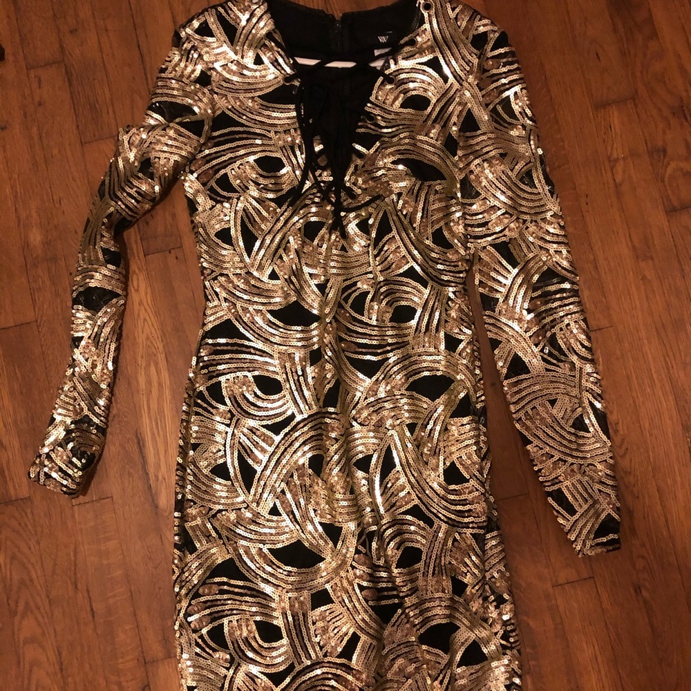 Gold sequin party dress